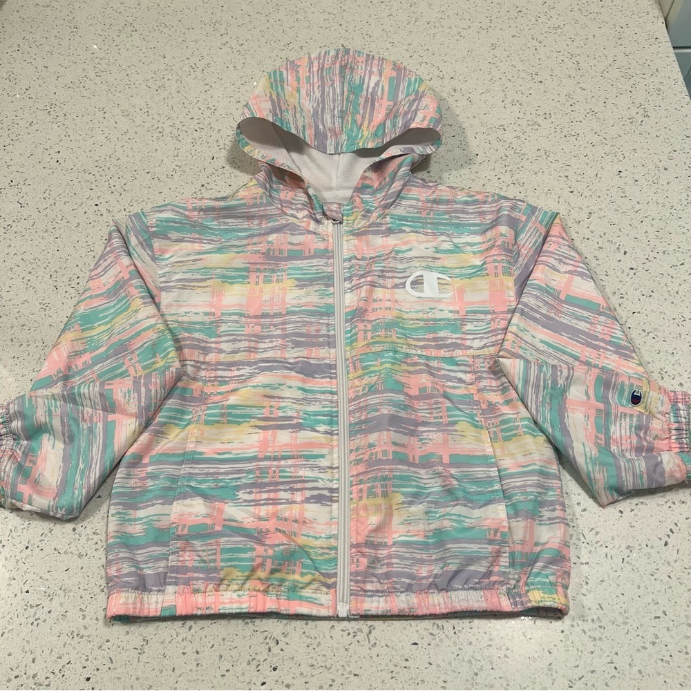 20% off $40! CHAMPION Hooded Rain, Spring Jacket Embroidered Logos, Large (8-10)